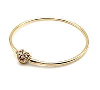14 K oro placcato bangle with Heart Clasp and Clear Cubic Zirconia