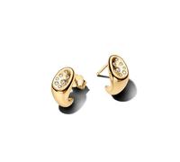 14 K Oro Plated Stud Earrings with Clear Cubic Zirconia