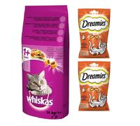 14 kg WHISKAS Adult Manzo e Verdure + 2x60 g DREAMIES con Pollo OMAGGIO