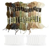 14 matassine sfumato Marrone filo da ricamo, fili a punto croce braccialetti dell'amicizia filo con14 bobine di filo interdentale