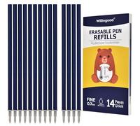 14 mine di ricambio cancellabili blu scuro - compatibili con Legami - punta della penna 0,7 mm, facili da cancellare, per la scuola e la vita di tutti i giorni, altezza 13 cm