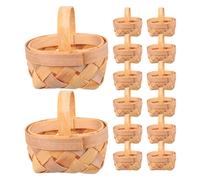 14 mini cestini in legno intrecciato - Piccoli cestini con manici, bomboniere,