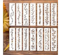 14 modelli di stencil per pittura floreale, stencil da parete per carta da parati con motivi di grandi dimensioni, stencil floreali per dipingere su pareti, squisite forme floreali per design artistic