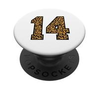 14 Numero Leopard Quattordici Sport di squadra Varsity Matching PopSockets PopGrip Adesivo