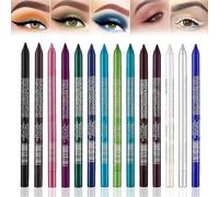 14-Pack Eyeliner Pencil Waterproof Colored Gel Liners, 14 pack metallic gel eyeliners, with Metallic & Shimmer Finishes Smudge-Proof (1 Set)