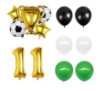 14 palloncini da festa, numeri oro da 32" + 5 palloni da calcio da 27" + 6 lattice, decorazione completa, palloncino di compleanno 10°, palla digitale, festa di compleanno