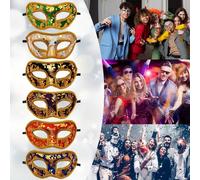 14 pezzi/12 pezzi/7 pezzi/6 pezzi/1 pezzo Eleganti maschere veneziane per ballo in maschera, maschere a mezza faccia luccicanti, perfette per Burlesque, cosplay e feste di Ognissanti, carnevale e Nata