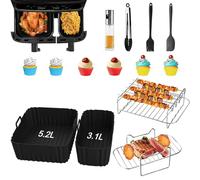 14 pezzi Accessori Friggitrice Ad Aria,Per EY9018 5,2/3,1 L,Cecotec Cecofry DuoSize 9L 5,5/3,5L,Incorporare Stampo, Griglia, Spazzole