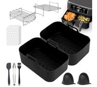 14 Pezzi Accessori per Friggitrice ad aria, Silicone per Friggitrice ad Aria,Inserto in Silicone per Friggitrice,Friggitrice ad aria Calda per Ninja 7.6L-9.5L e altre Friggitrici ad Aria Doppia Zona