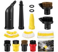 14 Pezzi Accessori Pulitore a Vapore per Kärcher Easyfix SC1 SC2 SC3 SC4, Set di Pezzi di Ricambio per Ugello Manuale Ugello Allungato, Ugello Curvo Spazzola Rotonda Guarnizione Panni in Microfibra