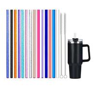 14 Pezzi Cannucce Riutilizzabili per Stanley Cup 40oz/30oz Set, 11 Pollici Glitterate Cannucce di Plastica, Colorato Cannuccia Riutilizzabile con 2 Spazzole per Cannuccia