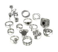 14 Pezzi Caviglia Anelli impilabili Vintage Dita Impilabile Argento Set Gioielli Accs Per Le Donne Teen Girls Collane Per Le Donne Argento