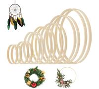 14 Pezzi Cerchi in Legno per Acchiappasogni, Anelli a Cerchio Bambù 7 Misure, Cerchio Legno per Decorazioni, Anello Ghirlande in Macrame per Decorazioni di Ghirlande Nuziali, Artigianato Fai da Te