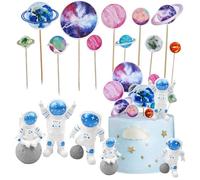 14 pezzi decorazione pianeta astronauta torta decorazione astronauta decorazione torta astronauta figure astronauta per spazio accessori per feste pianeta torta buon compleanno