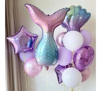 14 pezzi Decorazioni per festa di compleanno a tema principessa oceano e coda di sirena, palloncini in lattice e foil Tagli UnicaPolietilene