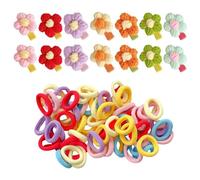 14 Pezzi Di Aghi Per Capelli Di Fiori E 100 Pezzi Di Mini Anelli Di Capelli, Forcine Dolci Creative, Passanti Per Capelli Elastici, Ragazze -Hairstyle -Accessoires.