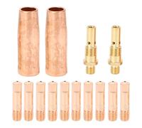 14 pezzi di consumo di pistole di saltura 11-35 punte elettrodo 9mm 21-50 1/2 pollici ugelli a gas 35-50 diffusori in ottone per saltore MIG