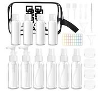 14 pezzi Flaconi da Viaggio 50 ml,Boccette da Viaggio,contenitori liquidi aereo con sacchetto di liquidi per il bagaglio a mano, piccolo imbuto, pennello, vaso di stoccaggio 20g