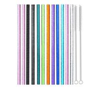 14 Pezzi Glitterata Cannucce, Cannucce Dritte Riutilizzabili, Cannucce Riutilizzabili Trasparenti Glitterate, Cannucce Riutilizzabili, per Bevande Calde e Fredde