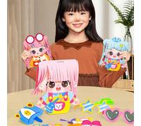 14 pezzi Libro gioco silenzioso fai-da-te per bambini, giocattoli intelligenti fatti a mano, set di artigianato, design a forma di bambola per divertimento anti-stress, album di ritagli, regalo di com
