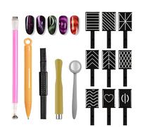 14 Pezzi Magneti per Unghie, Strumenti Magnetici per Unghie, 3D Magnetic Cats Occhi Polacco UV Gel Polish Nail Art Pen Magic Tool DIY, Nail Art Magnetico Stick Set Effetto