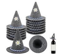 14 Pezzi Mini Cappello Strega Oktoberfest Decorazione Feltro, Grigio