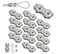 14 Pezzi Morsetto Duplex M4 Morsetti per Fune Metallica Morsetti per Funi Duplex in Acciaio Inossidabile 304 Clip per Fune Metallico per Funi Metalliche Cavi Sartiame da 4 mm