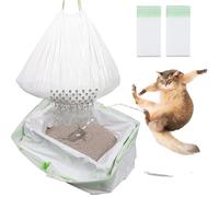 14 Pezzi Sacchetti per Cacca di Gatto con foro Filtro, Vaschette per Lettiera per Gatti, Sacchetti con Coulisse, Fodere per Lettiera per Gatti per Lettiera (12 + 2 Pezzi, 2 Confezioni)