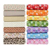 14 Pezzi Tessuto Cotone 25x25 cm, Set di Tessuti per Patchwork e Cucito, Diversi Motivi per Bricolage, Trapuntatura e Decorazioni