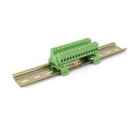 14 Pin Morsettiera per Guida DIN, LNSYSNS Set di Terminali a Vite PCB, 2,5 mm Diametro Filo, Tensione Nominale 300 V-10 A Passo 5,08 mm, con 20cm Guida DIN per Connessione Elettrica