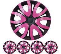 14 Pollici 4x Premium Design Copricerchi Coprimozzi Set " Mika " IN Fucsia/Nero