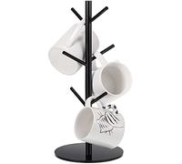 14 Pollici Albero della Tazza da Caffè in Acrilico Porta Tazza Supporto Tazze da Caffè Portabicchieri per Bancone con 6 Ganci Portabicchieri Rimovibili in Acrilico (Nero)