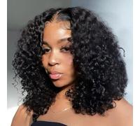 14 pollici Bob Wigs 13 x 4 Deep Wave Bob Wig Human Hair 180% Density Deep Curly 100% Virgin Human Hair Pre Plucked Wet and Wavy Glueless Trasparente Lace Frontal Wig for Women Natural Hairline