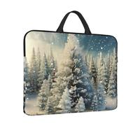 14 pollici Custodia per laptop con manico Borsa per laptop antiurto Borsa impermeabile per computer Borsa per computer Snow Wonderland Pine Tree Cartella di Natale