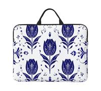 14 pollici elegante blu navy tulipano stampa borsa del manicotto del computer portatile, resistente all'acqua custodia per il trasporto del computer per uomini e donne