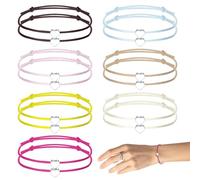 14 pulseras trenzadas en forma de corazón para mujer. Pulsera ajustable en forma de corazón de plata para mujeres y niñas.