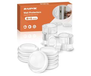 14 pz Fermaporta per Maniglia Trasparenti (6 pezzi) Diametro 18 mm, Paracolpi Muro (8 pezzi) Diametro 40 mm, per Bagno, Mobili, Pareti, Maniglie Delle Porte