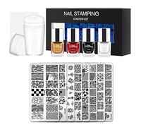 14 pz/set di piastre per stampaggio unghie kit con raschietto timbro trasparente 7 ml stampaggio smalto fiori geometria stampa per strumenti artistici principianti esperti artisti del chiodo