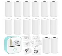 14 rotoli di carta termica per stampante termica, 53 mm x 28 mm, mini carta colorata autoadesiva per stampanti Phomemo Memoking, piccole stampanti T02/M02, note di studio, foto di diari (bianco)