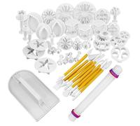 14 set (46 pezzi) di strumenti per decorazioni di torte a forma di fiore per fondente, stampi per biscotti, stampi per glassa fondente, strumenti per goffratura, set di strumenti per decorazioni fai