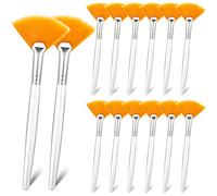 14 Spazzole a Ventaglio Pennello Applicatore Viso Spazzole Morbide a Ventaglio Pennello Applicatore Acido Strumenti per Applicatore di Trucco Cosmetico per Crema di Fango (Marrone)
