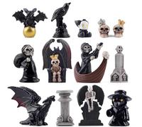 14 statuette in miniatura di Halloween, mini statuette di fantasma, teschio, pipipistrelli, per casa delle bambole, giardino delle fate, decorazione di Halloween, regalo per feste