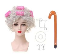 14 stili Old Lady Costume per donne, bambini 100 ° giorno scuola nonna parrucca per Halloween per ragazze, un costume di occhiali nonna