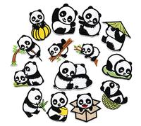 14 toppe ricamate a forma di panda, termoadesive o da cucire, per borse, camicie, vestiti, decorazioni in metallo