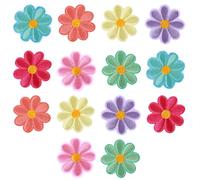 14 toppe termoadesive per tessuti, toppa termoadesiva da applicare con ferro da stiro, 4 cm, margherite colorate, fiori di tessuto per vestiti, cappelli, jeans, fai da te (7 colori)