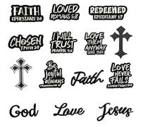 14 toppe termoadesive per vestiti, con dedica della Bibbia ricamate, toppe termoadesive cristiane, per Natale, Pasqua, cappelli, zaini, giacche, vestiti, accessori fai da te, decorazioni