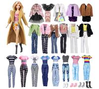 14 vestiti compatibili con bambole Barbie 11,5 pollici, 1 cappotto marrone 2 gonna 3 giacca 1 mezza gonna 1 gonna spalline 1 pantaloni 1 tuta 4 scarpe per bambole da 11,5 pollici casuale