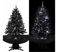140 cm Black Artificial Christmas Tree with Falling Snow, s, s, Ornaments & Musical Feature, PVC & Poliestere, Decorazione per interni ed esterni, base per ombrello, decorazione per la casa festiva
