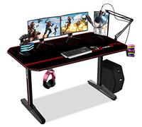 140 cm Scrivania Gaming, Tavolo Da Gioco PC Gamers, Scrivania Da Gaming Casa Ufficio del Computer con Il Mouse Pad Portabicchieri Sistema di Gestione dei Cavi, Supporto per Cuffia, 140x60x75 cm