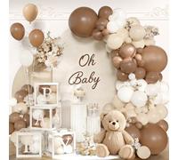 140 decorazioni per baby shower color caffè - Kit di ghirlande ad arco neutre con 4 scatole per bambini - palloncini color beige moka sabbia nudo per tema orsacchiotto, un bambino sta fermentando